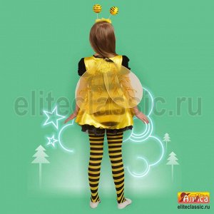 Пчелка Карнавальный костюм для любого костюмированного праздника в детском саду, на новый год и прочих мероприятий. В комплект входят жёлто-чёрное платье, ободок с рожками, чулки и крылья. Производите
