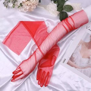 Перчатки длинные красные "Вуаль ZERO LONG"