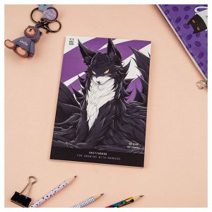 Скетчбук для рисования маркерами 50л. А5 на склейке MESHU ""Anime cat"", 90г/м2, soft touch