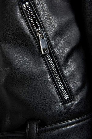 DEFACTO Укороченная байкерская куртка из искусственной кожи с поясом Relax Fit