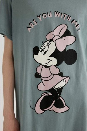 DEFACTO Ночная рубашка Fall in Love Disney с Микки и Минни с круглым вырезом и короткими рукавами