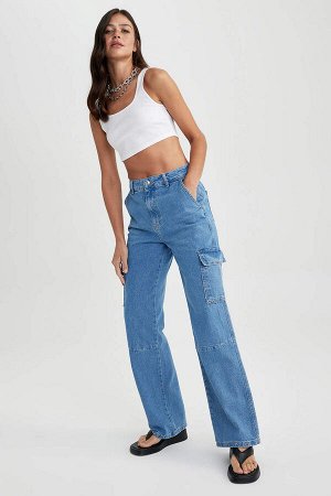 Широкие джинсовые брюки из 100% хлопка с высокой талией и широкими штанинами в стиле 90-х годов