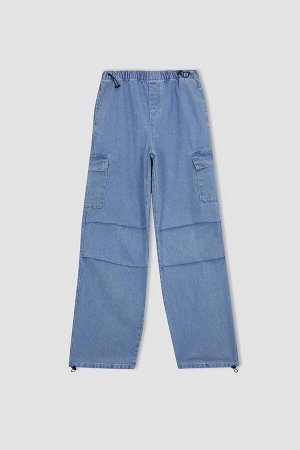 Джинсовые брюки Jogger длиной до щиколотки из 100 % хлопка с парашютом