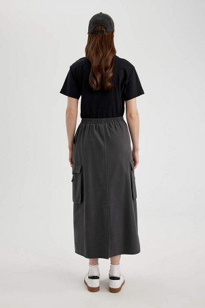Длинная юбка из габардина карго