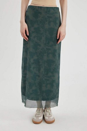 DEFACTO Крутая длинная юбка из тюля с узором батик и эластичной резинкой на талии