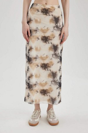 Крутая длинная юбка из тюля с узором батик и эластичной резинкой на талии