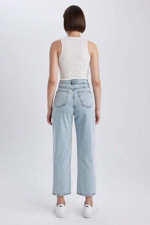 Укороченные джинсовые брюки-кюлоты из 100% хлопка