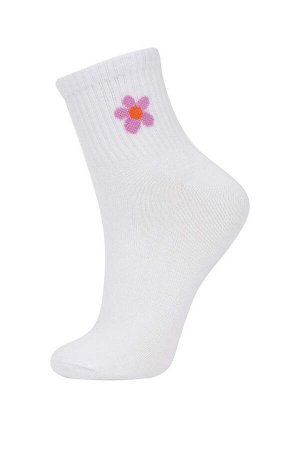 Женские хлопковые носки из трех предметов с цветочным принтом