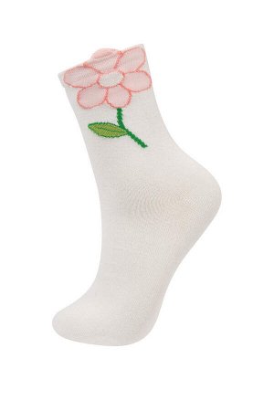 Женские длинные хлопковые носки из трех частей с цветочным 3D-принтом