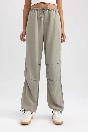 Стандартные льняные брюки с нормальной талией и карманом-парашютом