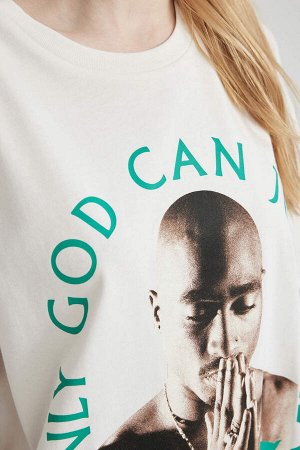 Футболка с короткими рукавами и круглым вырезом Cool Tupac Shakur Oversize