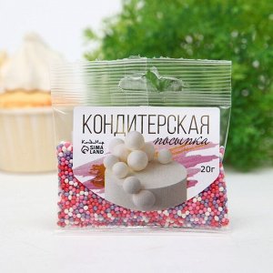 Посыпка кондитерская "Бисер" сиреневый, красный, розовый, Пасха, 20 г