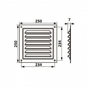Решетка вентиляционная ZEIN Люкс РМ2525, 250 х 250 мм, с сеткой, металлическая, белая