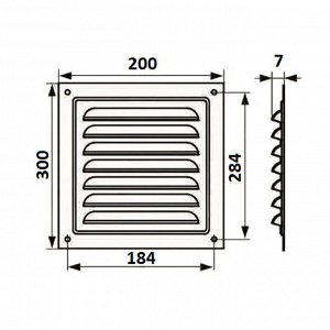 Решетка вентиляционная ZEIN Люкс РМ2030КР, 200 х 300 мм, с сеткой, металлическая, коричневая