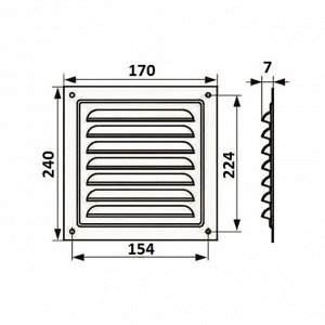 Решетка вентиляционная ZEIN Люкс РМ1724, 170 х 240 мм, с сеткой, металлическая, белая