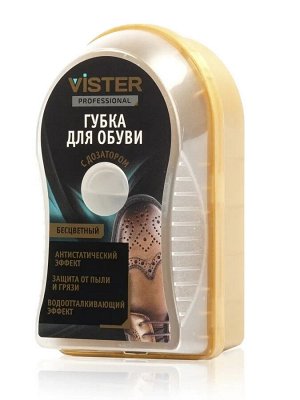 Губка блеск для обуви Бесцветный для гладко кожи с дозатором силикона Вистер 6 мл Vister Proff