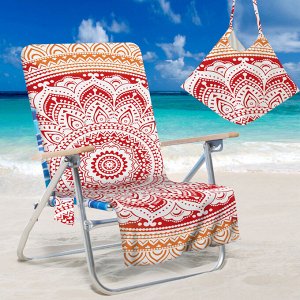 Накидка на пляжный стул, цвет красный, принт "Мандала"