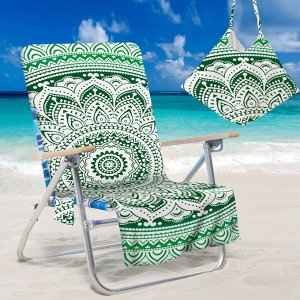Накидка на пляжный стул, цвет зеленый, принт "Мандала"