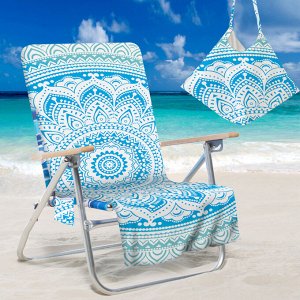 Накидка на пляжный стул, цвет голубой, принт "Мандала"