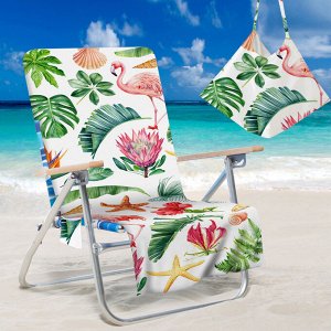Накидка на пляжный стул, принт "Фламинго/листья"