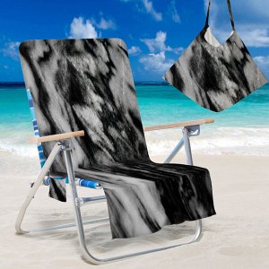 Накидка на пляжный стул, цвет черный/серый, принт "Мрамор"