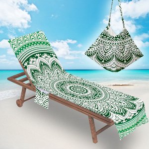 Накидка на пляжный стул, цвет зеленый, принт "Мандала"