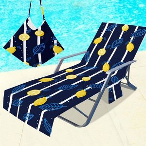 Накидка на пляжный стул, цвет темно-синий, принт "Лимоны"