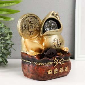Фонтан настольный от сети "Китайская монета богатства" 11х14х20 см