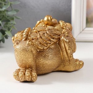 Нэцкэ фигурка «Золотая жаба с монетой», полистоун, золотой, 15.7x12x9.5 см