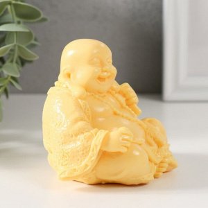 Нэцкэ фигурка полистоун под камень «Хотей с опахалом», 8.2x6.7x8 см