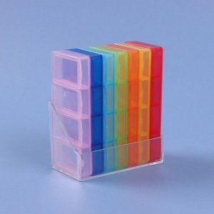 Таблетница-органайзер «Неделька», 7 контейнеров по 4 секции, 8,5 × 7 × 4 см, разноцветная