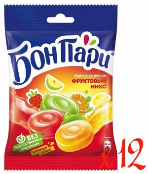 БОН ПАРИ®. TASTE OF FRUIT MIX. Карамель леденцовая с миксом фруктовых вкусов, 12х75г