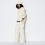 UNIQLO - стильные широкие брюки (длина 70-72см) - 01 OFF WHITE