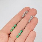 Серьги из Хризопраза на цепочке