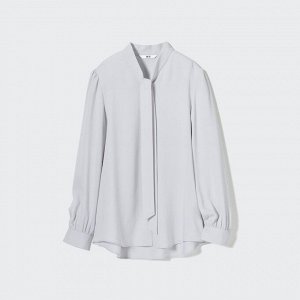 UNIQLO - блузка из искусственного шелка с бантом - 00 WHITE