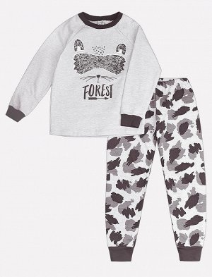 Пижама для мальчика Crockid К 1530 светло-серый меланж + хаки