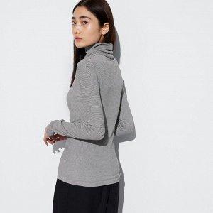 UNIQLO Heattech - тонкая и бесшовная термо-водолазка в мелкую полоску - 01 OFF WHITE