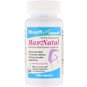 Mason Natural, Masonatol Prenatal Multivitamin/Multimineral, 100 Tablets