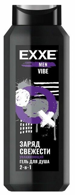 Гель для душа мужской 2 в 1 Увлажняющий EXXE MEN VIBE Заряд Свежести 400мл