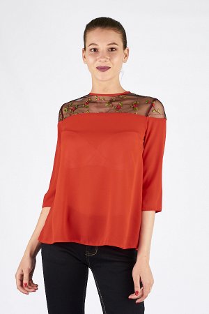 Женская блузка с вышивкой 2085 размер 42, 44