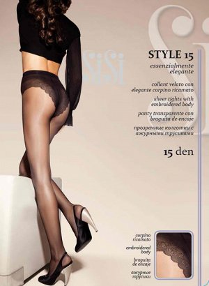 SiSi STYLE 15 колготки женские прозрачные эластичные с ажурными трусиками
