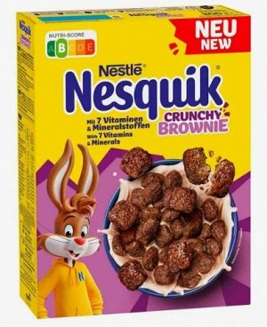 Готовый завтрак со вкусом брауни Nestle Nesquik Crunch Brownie Кранчи шоколадные шарики 300 гр