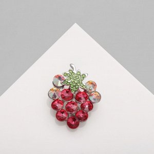 Брошь «Гроздь» винограда маленькая, цветная в серебре