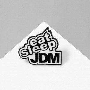 Значок «Япония» JDM, цвет чёрно-белый в чёрном металле