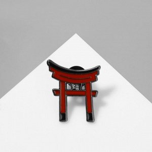 Значок «Япония» врата, цвет чёрно-бордовый в чёрном металле