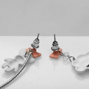 Серьги ассорти «Заяц» с облачком, цветные в серебре