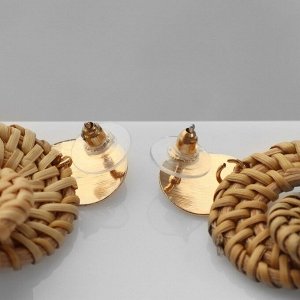 Серьги из дерева «Ваканда» стиль, сплетение, цвет бежевый