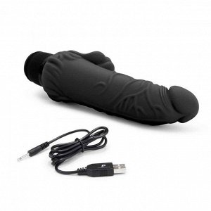 Черный вибратор-реалистик с клиторальными лепестками 7" Realistic Vibrator - 21,5 см.
