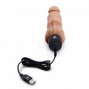 Кофейный вибратор-реалистик с клиторальными лепестками 7" Realistic Vibrator - 21,5 см.