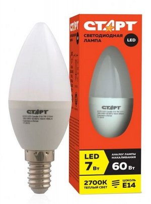 Лампа светодиодная Старт Eco Е14 7W теплый свет